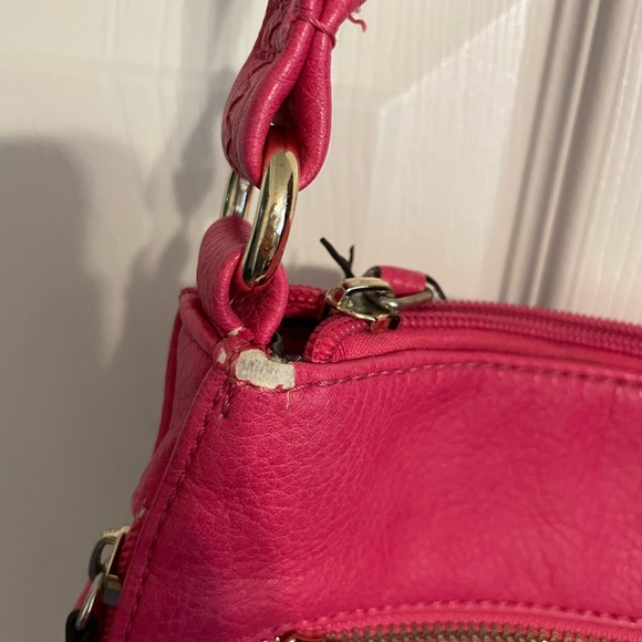 Bright Pink Crossbody Purse with Gold Accents. - Picture 3 of 12